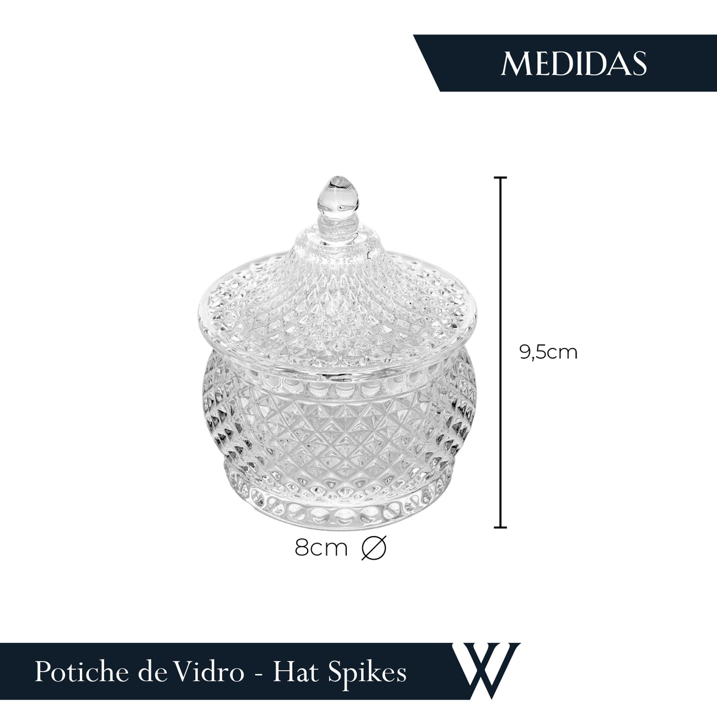 Potiche de Vidro Hat Spikes 8cm x 8cm x 9,5cm - Wolff