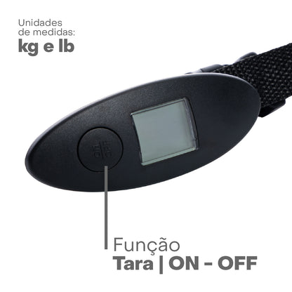 Balança Digital para Bagagem de Plástico Abs Preto 10cm x 3,5cm x 2,5cm - Lyor
