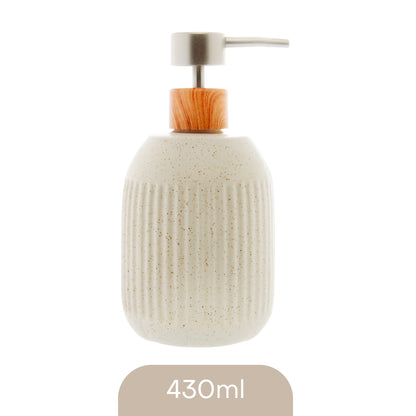 Porta Sabonete Líquido de Cerâmica Granilite Lines Branco 430ml - Lyor