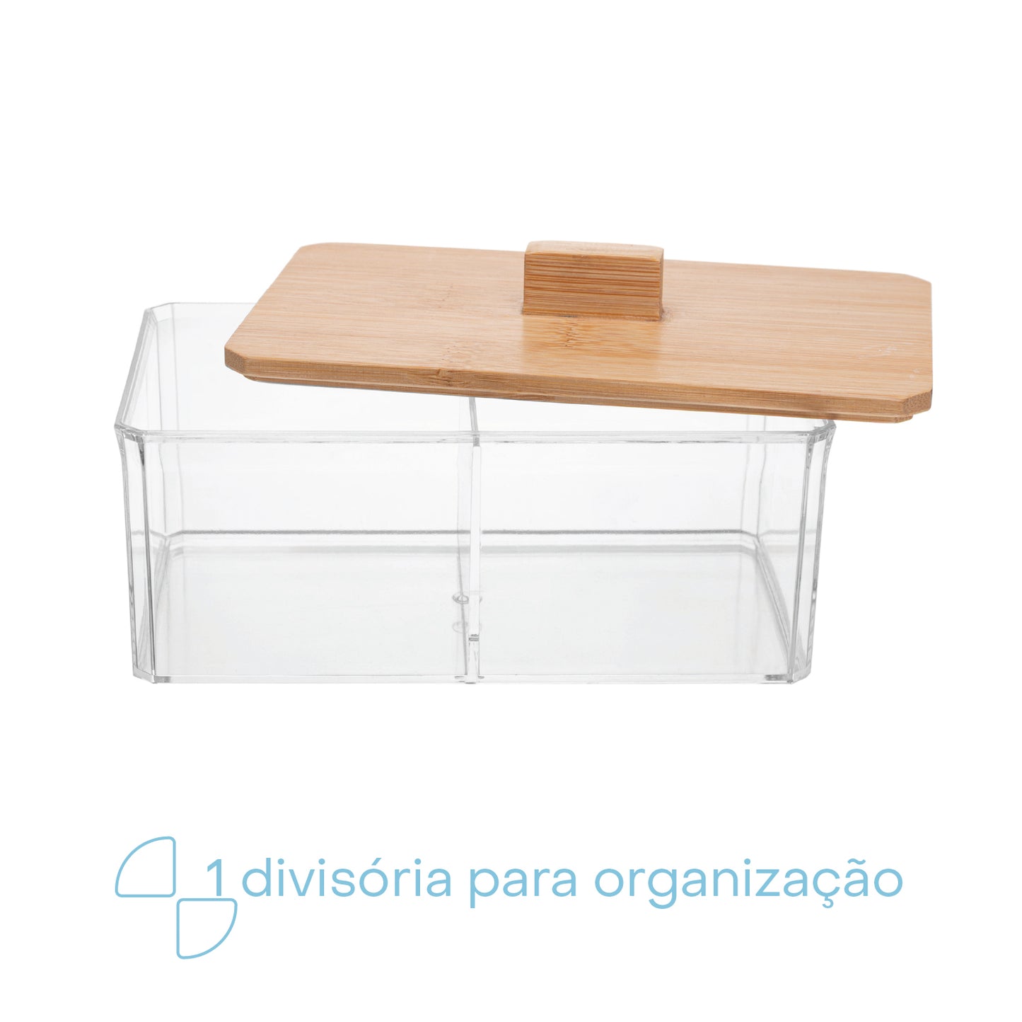 Caixa Organizadora com Tampa de Bambu My Box 16cm x 9,5cm x 8cm Poliestireno - Lyor