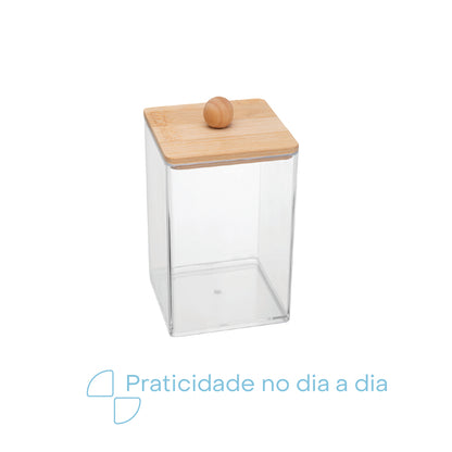 Organizador com Tampa de Bambu My Box 7,1cm x 11,5cm Poliestireno - Lyor