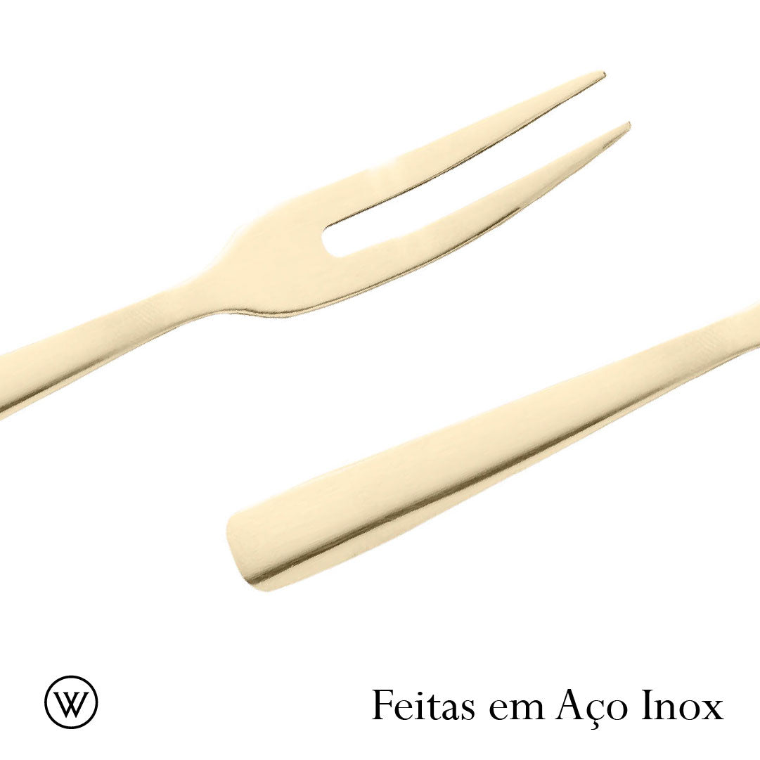 Conjunto 4 Garfos de Aço Inox para Aperitivo Dourado - Wolff