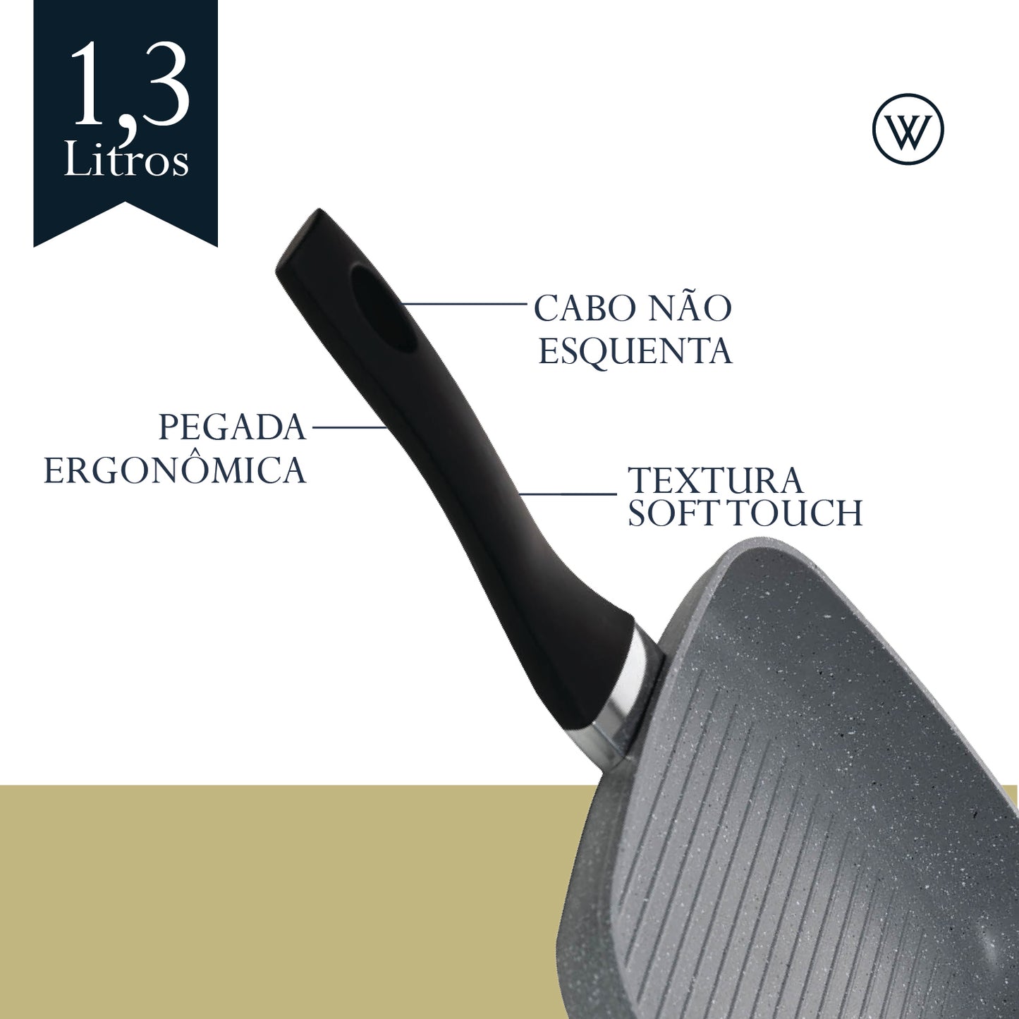 Bistequeira de Indução em Alumínio com Revestimento Cerâmico Granilite Cinza 24cm - Wolff