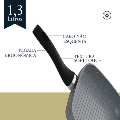 Bistequeira de Indução em Alumínio com Revestimento Cerâmico Granilite Cinza 24cm - Wolff