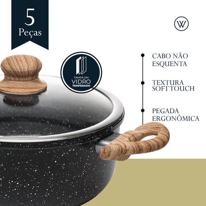 Conjunto 5 Panelas de Indução Granilite com Revestimento Cerâmico - Wolff