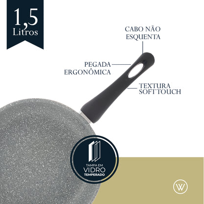 Frigideira de Indução em Alumínio com Revestimento Cerâmico Granilite Cinza 24cm - Wolff