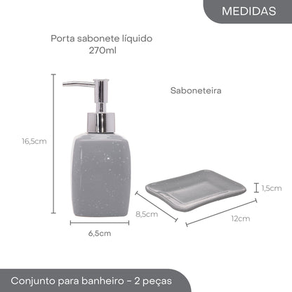 Conjunto 2 Peças para Banheiro de Cerâmica Speck Cinza - Lyor