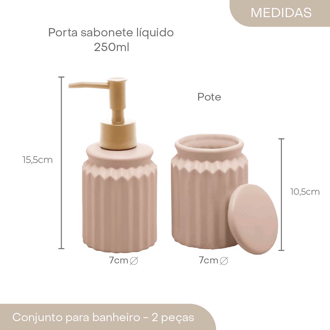 Conjunto 2 Peças para Banheiro de Cerâmica Stripes Nude - Lyor