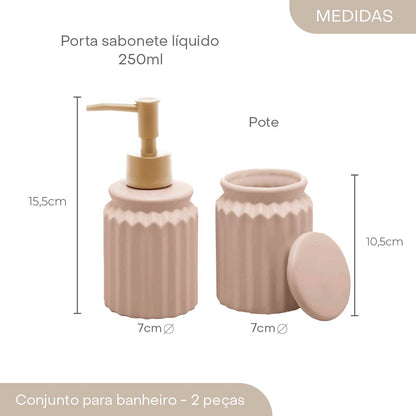 Conjunto 2 Peças para Banheiro de Cerâmica Stripes Nude - Lyor