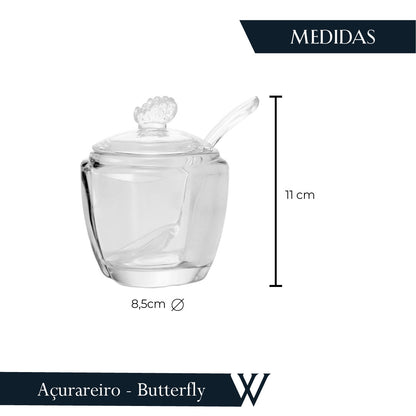 Açucareiro de Vidro com Colher Butterfly 130ml - Wolff