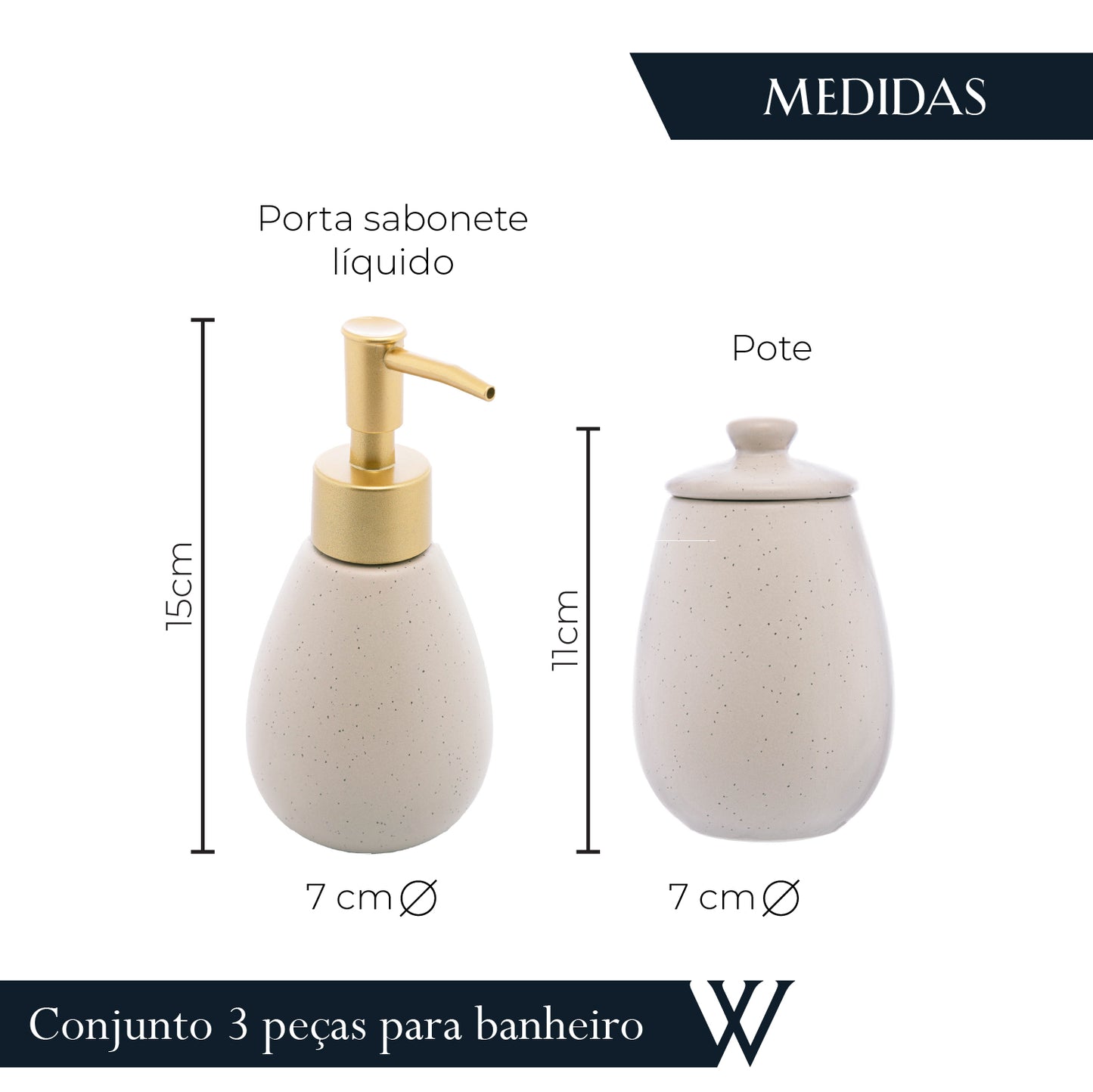 Conjunto 2 Peças para Banheiro de Cerâmica Granilite Nude - Wolff