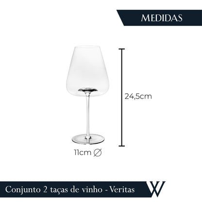 Conjunto 2 Taças de Vinho Intensio Veritas 760ml Cristal Ecológico - Wolff