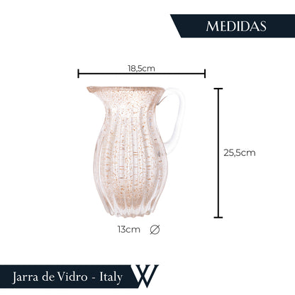 Jarra de Vidro Italy Transparente e Dourado 1,4L - Wolff