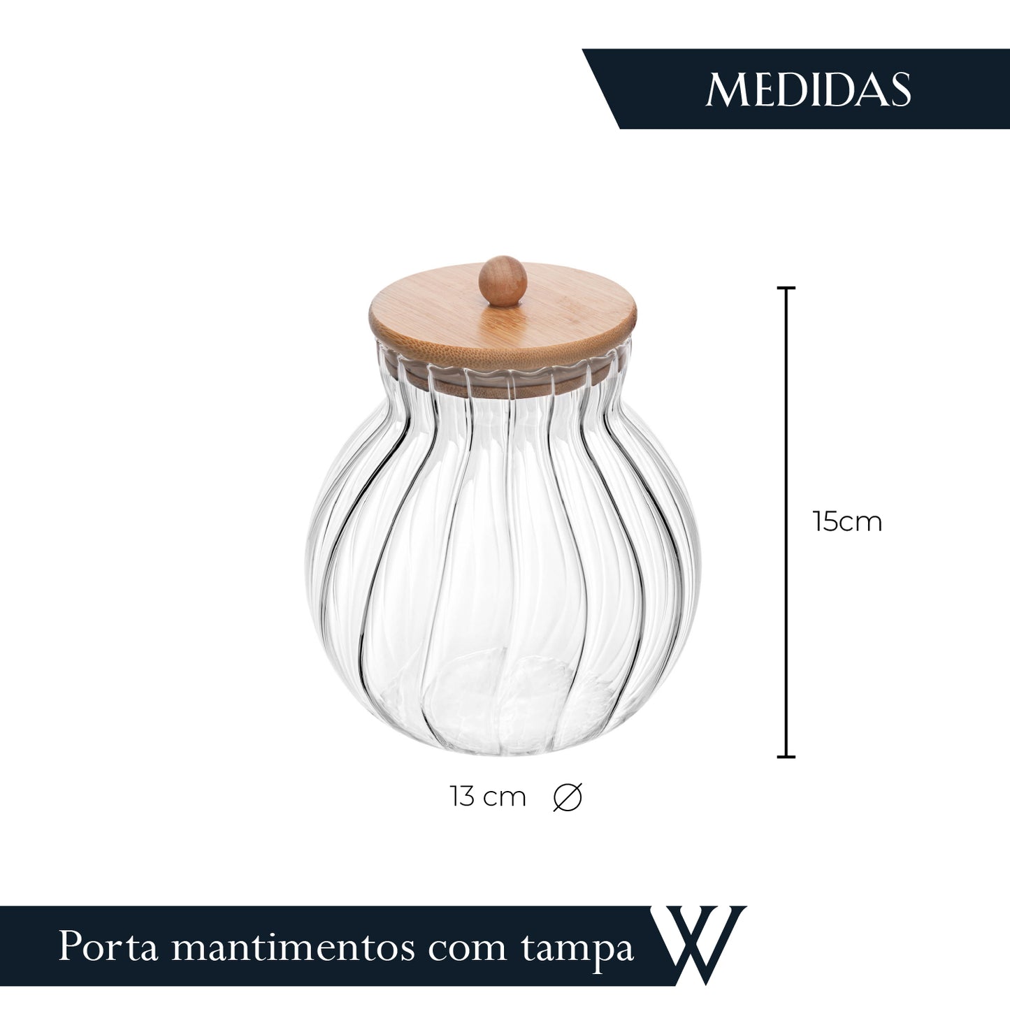 Porta Mantimentos de Vidro com Tampa de Bambu Classic 700ml - Wolff