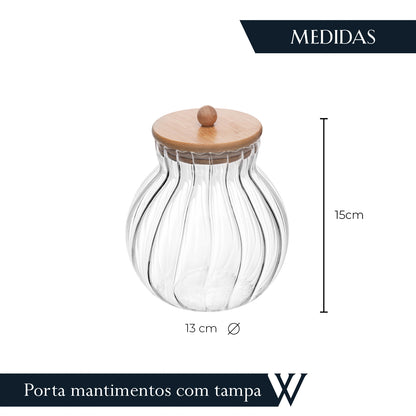 Porta Mantimentos de Vidro com Tampa de Bambu Classic 700ml - Wolff