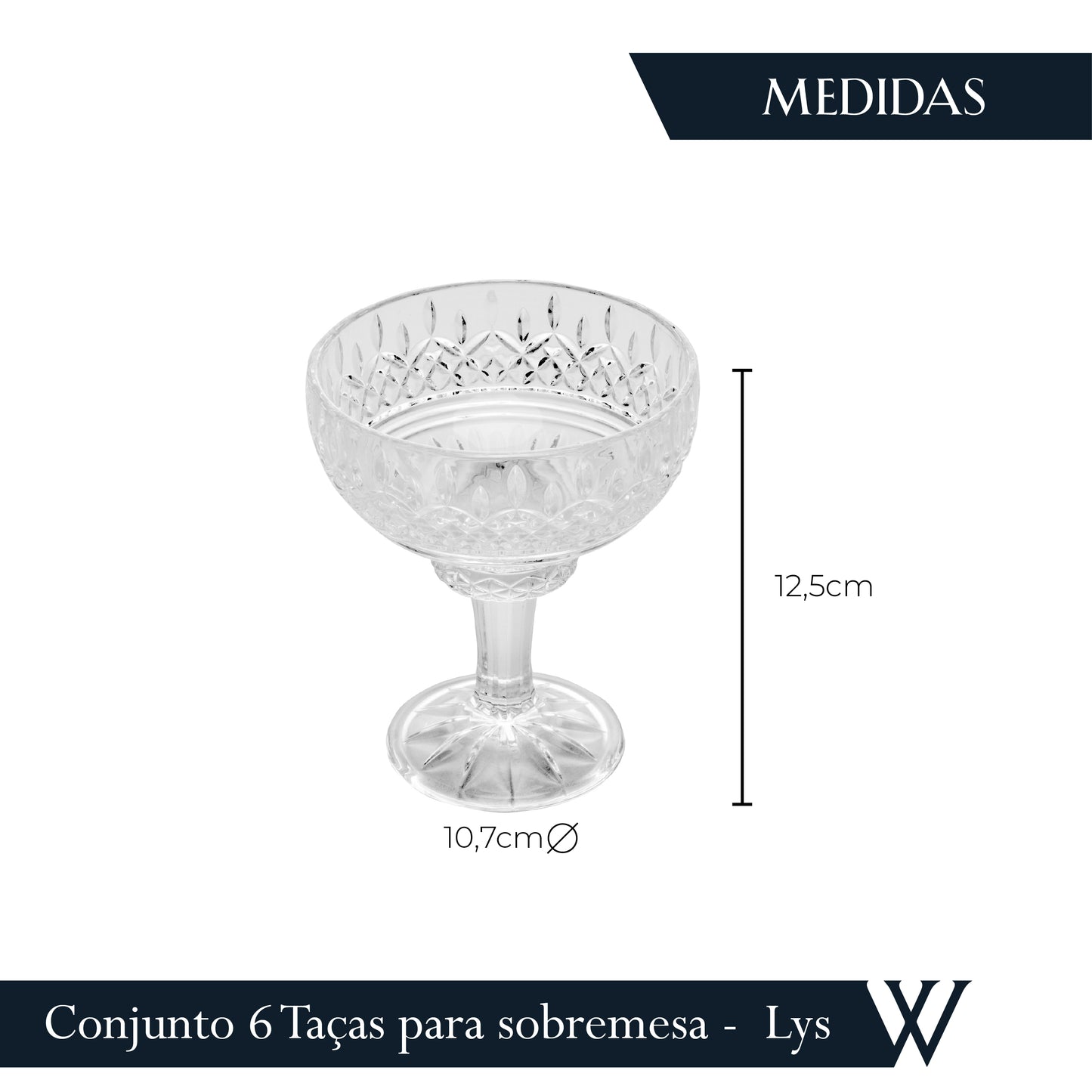 Conjunto 6 Taças de Sobremesa de Cristal Lys 260ml - Wolff