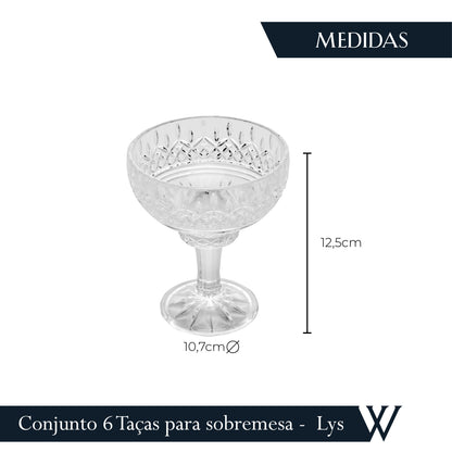 Conjunto 6 Taças de Sobremesa de Cristal Lys 260ml - Wolff