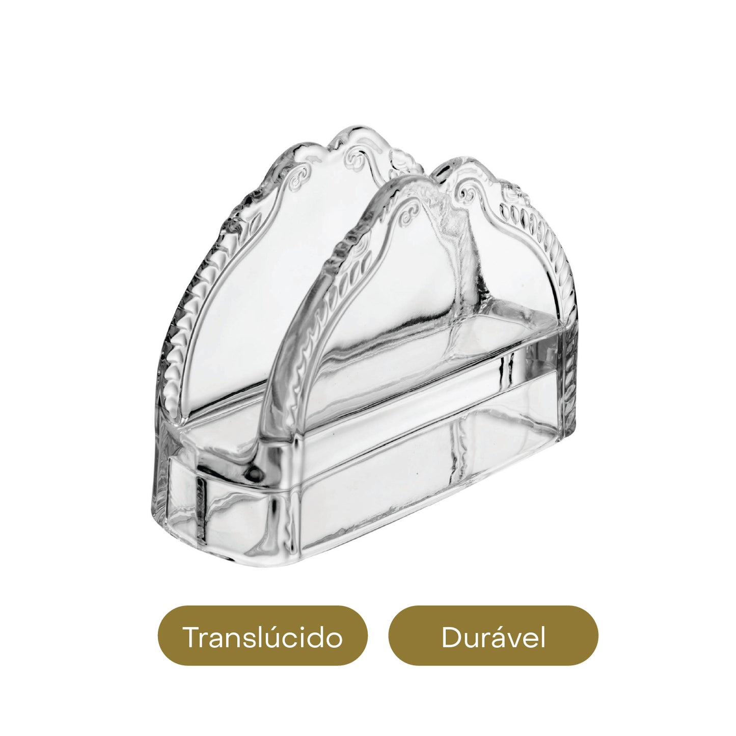 Porta Guardanapos de Cristal Ecológico Imperial 13cm x 4cm x 9cm - Lyor