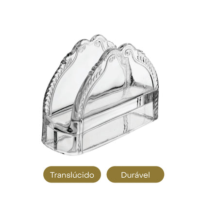 Porta Guardanapos de Cristal Ecológico Imperial 13cm x 4cm x 9cm - Lyor