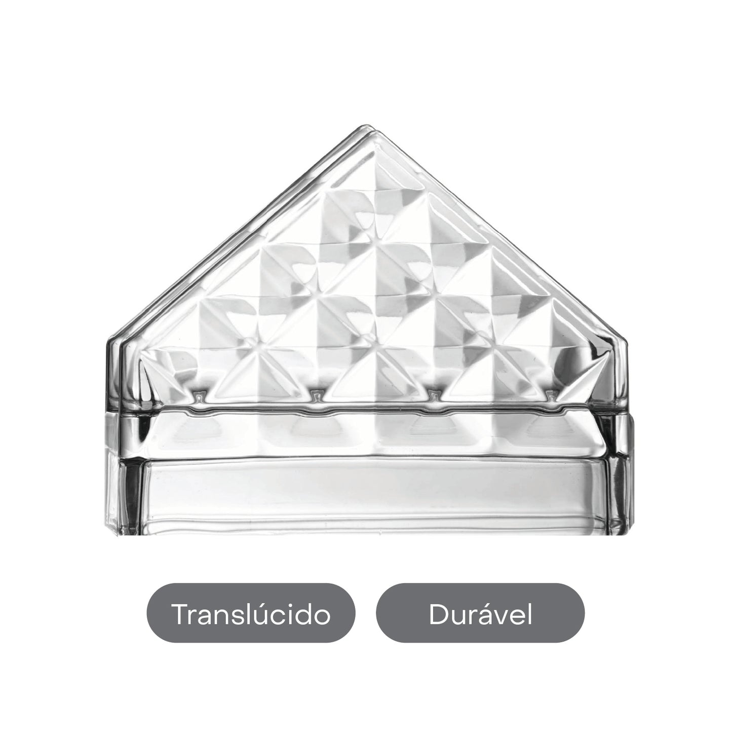 Porta Guardanapos de Cristal Ecológico Diamond 12,5cm x 4cm x 9,5cm - Lyor