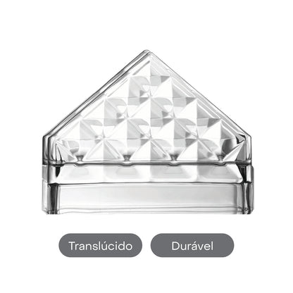 Porta Guardanapos de Cristal Ecológico Diamond 12,5cm x 4cm x 9,5cm - Lyor
