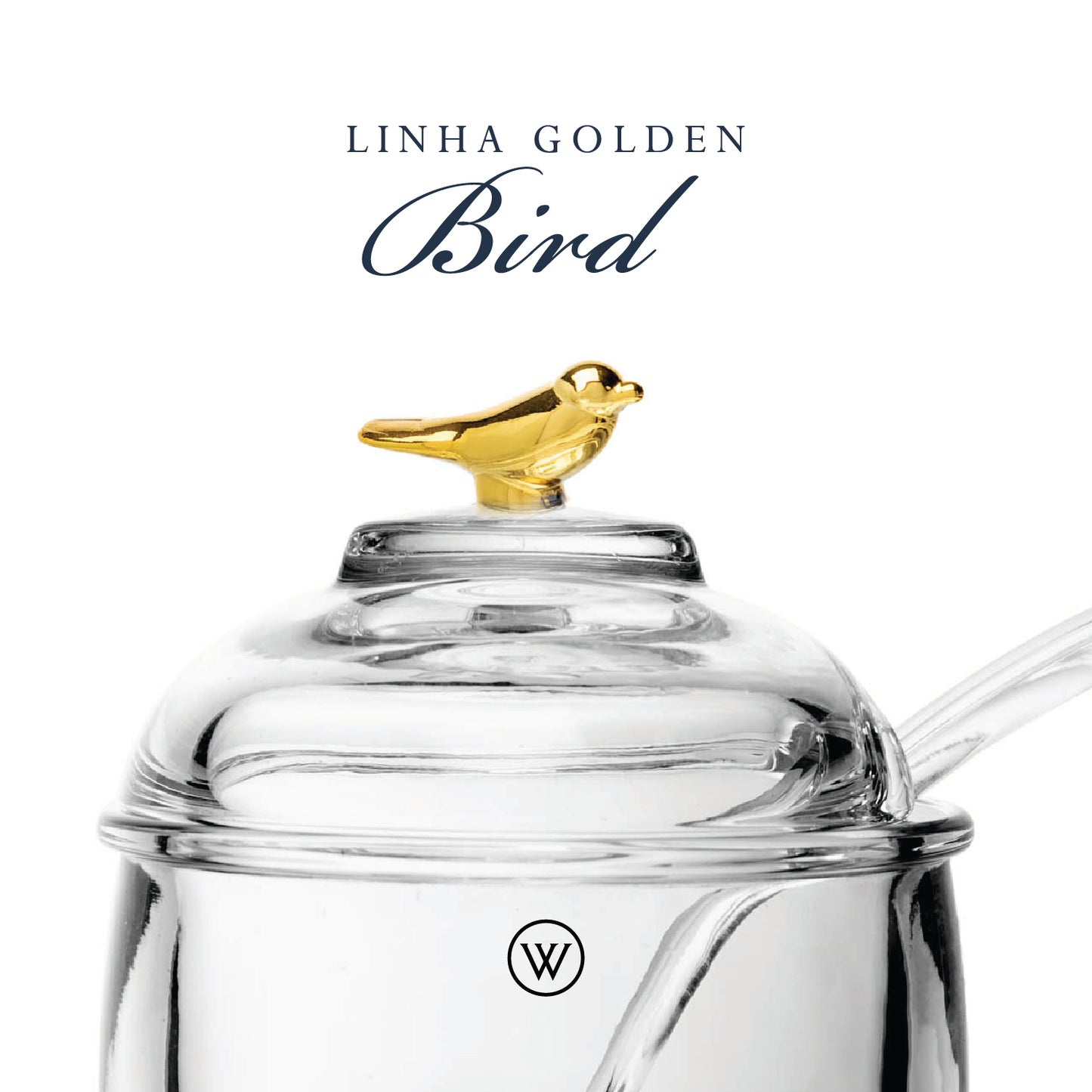 Açucareiro com Colher e Tampa Golden Bird 150ml Cristal Ecológico - Wolff