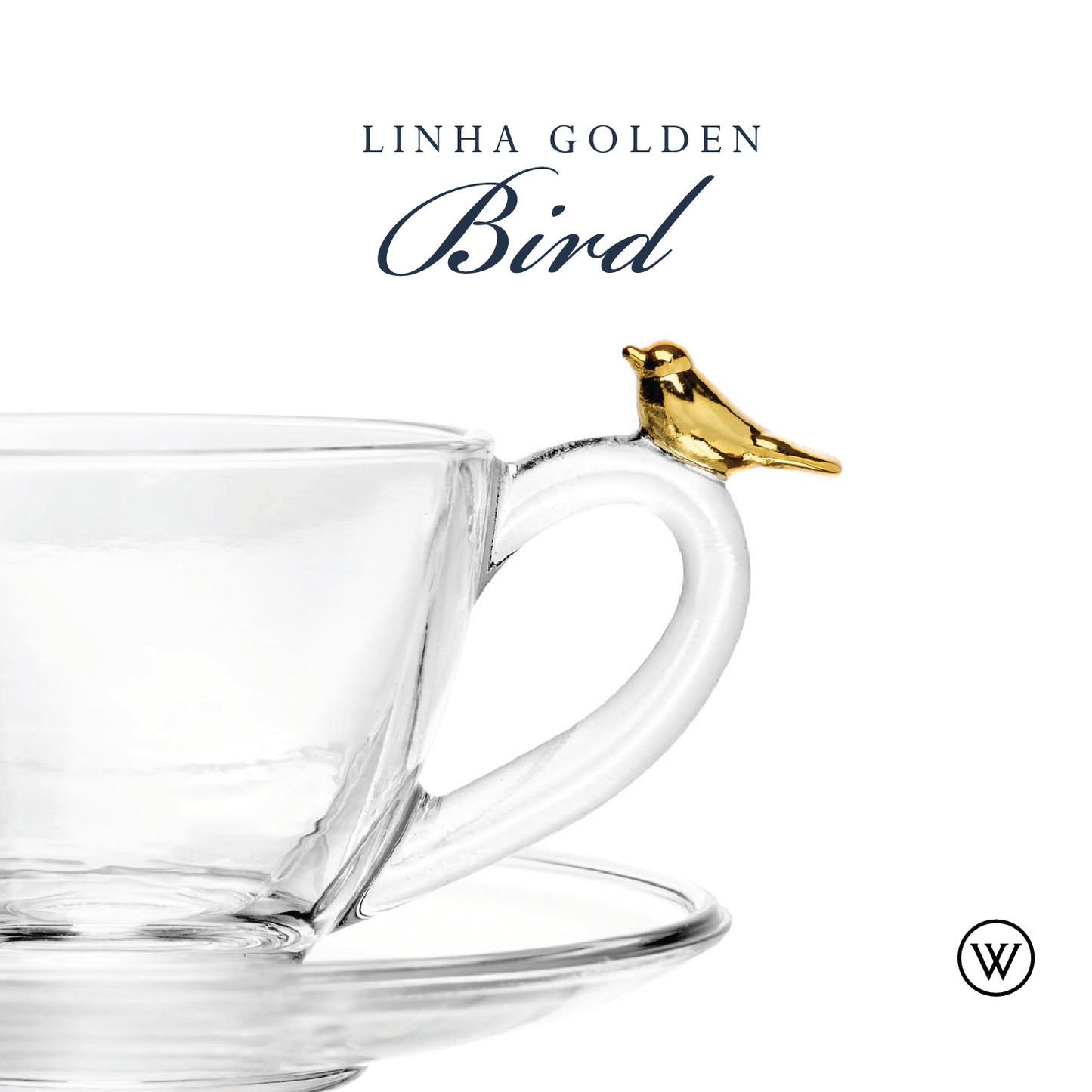 Conjunto 4 Xícaras de Café com Pires Golden Bird 80ml Cristal Ecológico - Wolff
