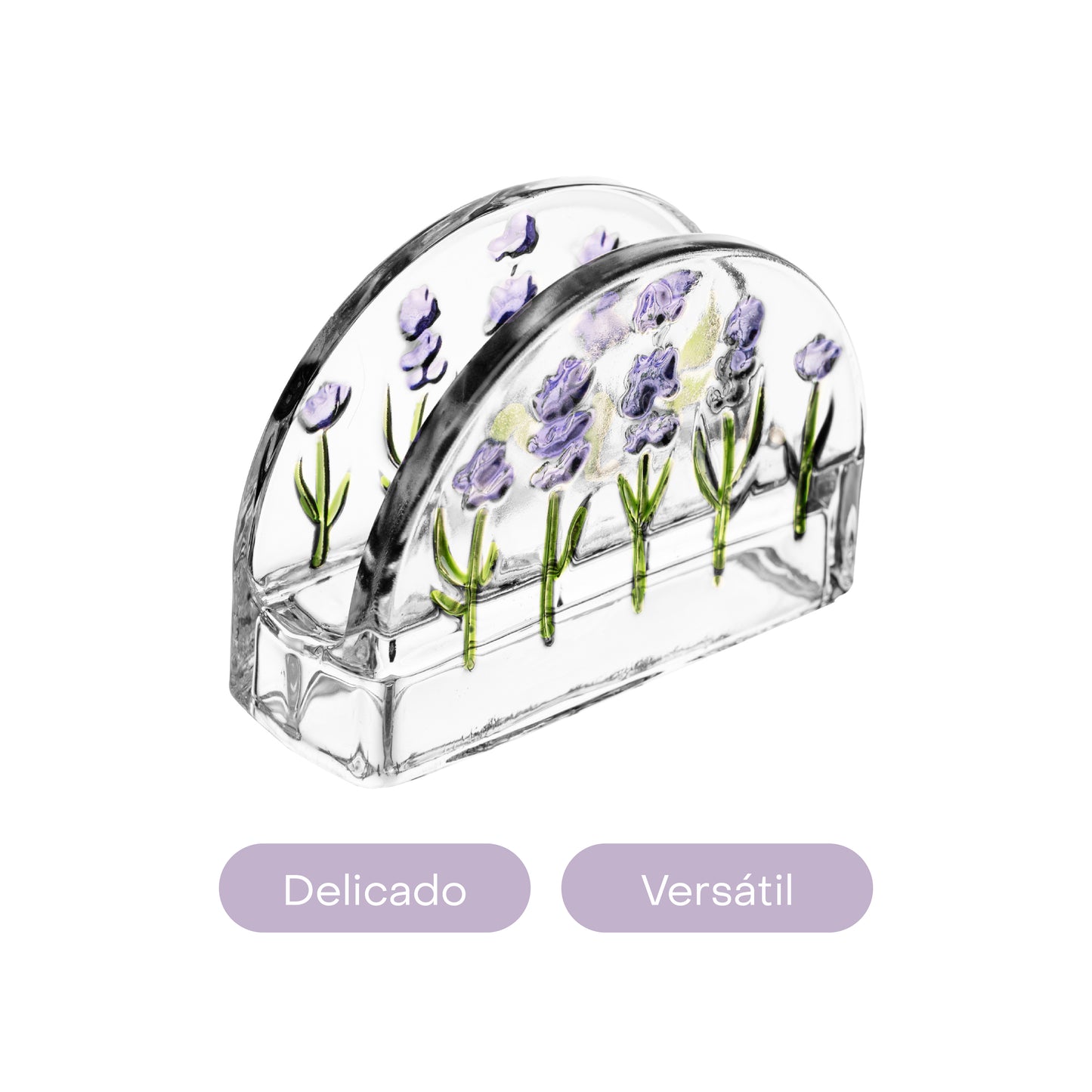 Porta Guardanapos Lavanda Hand Painting 12,5cm x 4,5cm x 9cm Cristal - Lyor