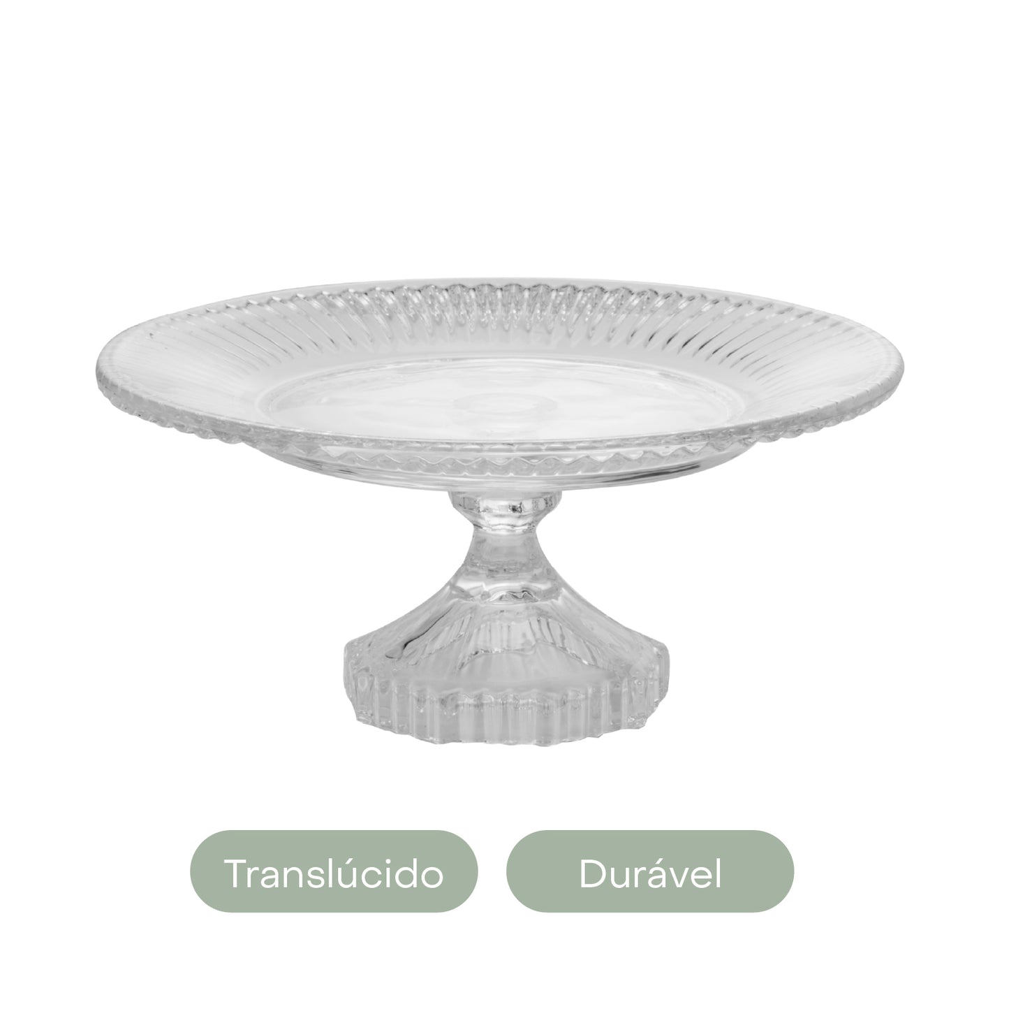 Prato para Bolo de Cristal Renaissance 18,5cm x 9,5cm - Lyor