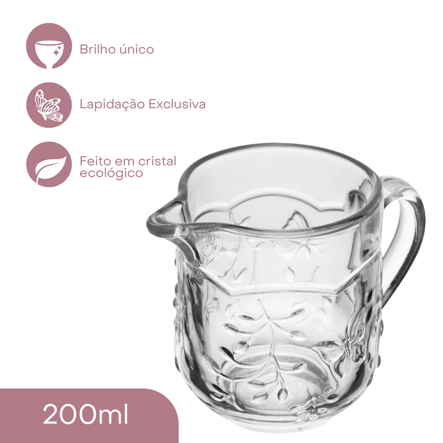 Leiteira New Butterfly 200ml Cristal - Lyor