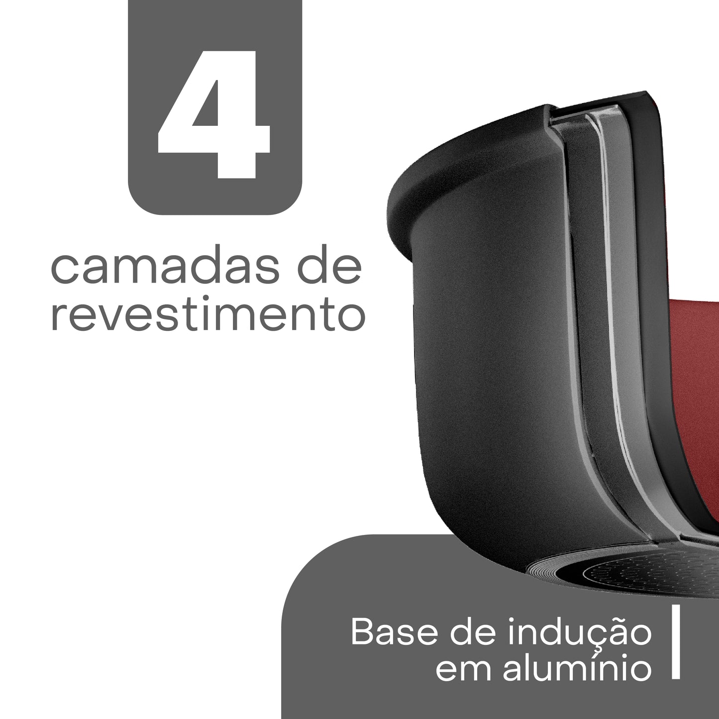 Leiteira de Indução em Alumínio com Revestimento Cerâmico Granito Chef Vermelha 1,7L - Lyor