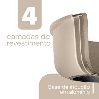 Leiteira de Indução em Alumínio com Revestimento Cerâmico Granito Chef Taupe 1,7L - Lyor