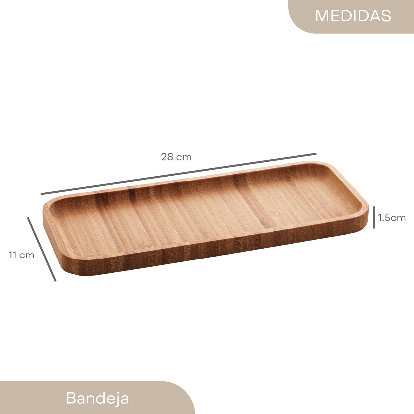 Bandeja de Bambu Hire 28cm x 11cm x 1,5cm - Lyor