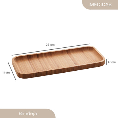 Bandeja de Bambu Hire 28cm x 11cm x 1,5cm - Lyor