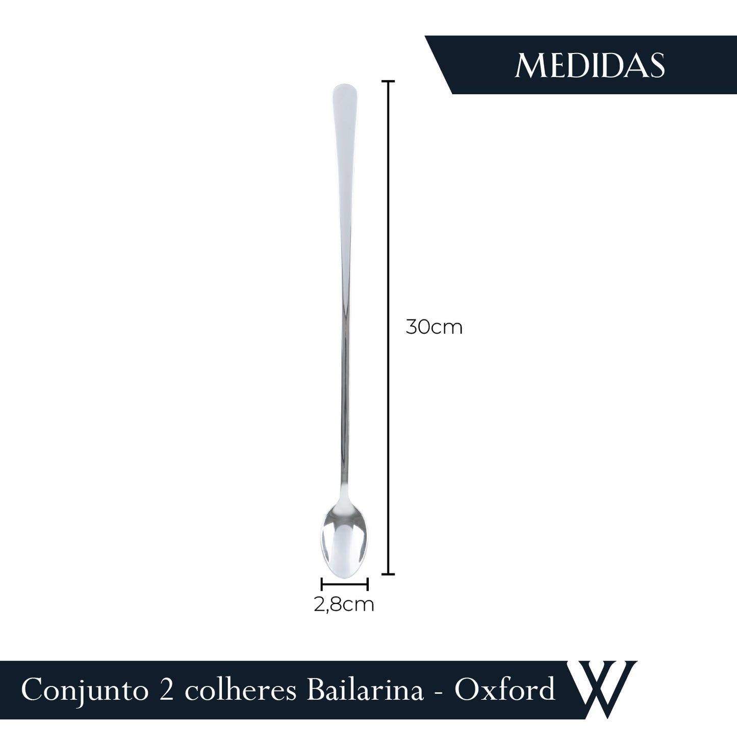 Conjunto 2 Colheres Bailarina de Aço Inox Oxford 30cm - Wolff