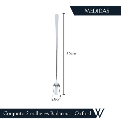 Conjunto 2 Colheres Bailarina de Aço Inox Oxford 30cm - Wolff