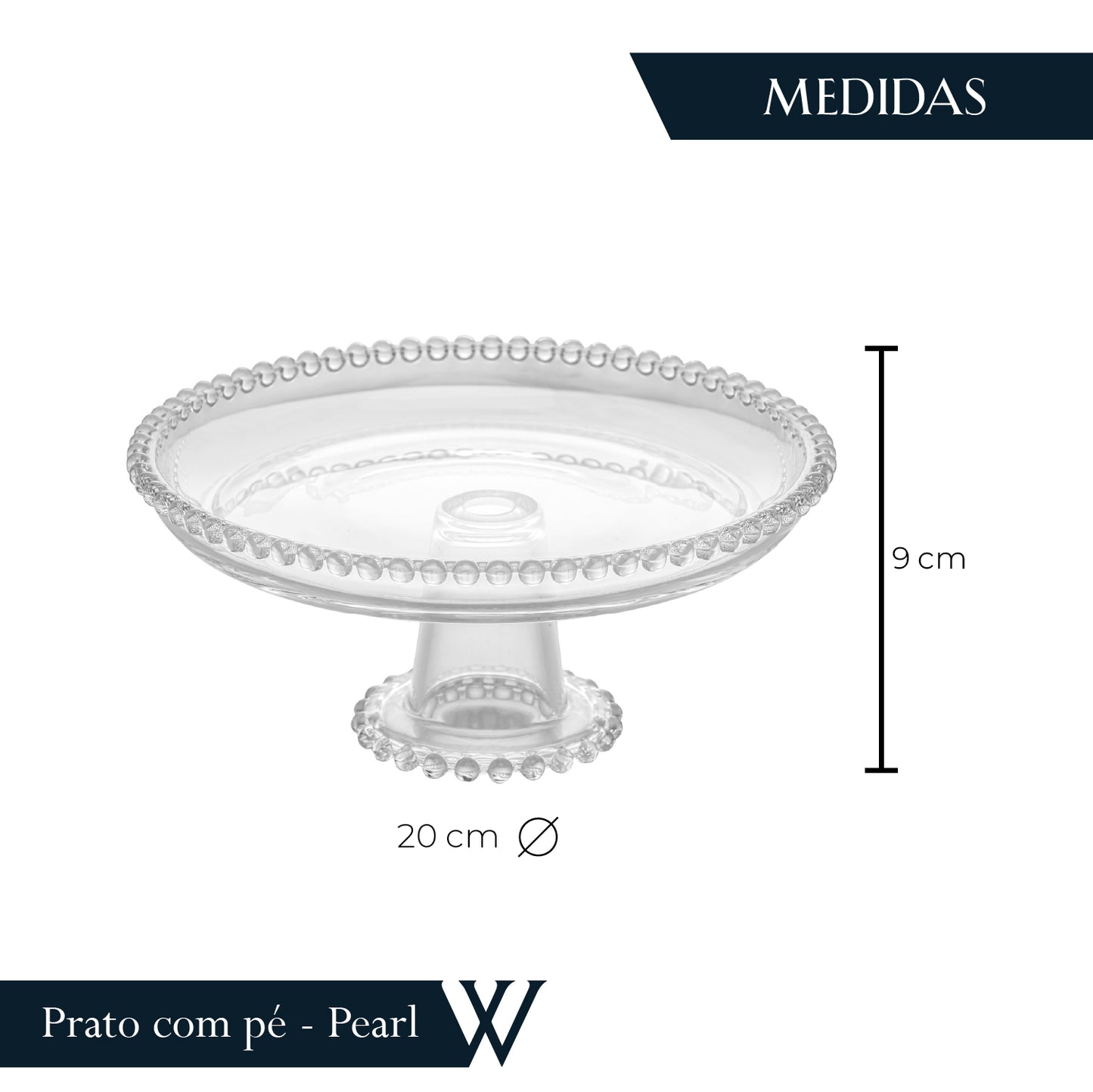 Prato de Cristal com Pé Pearl 20cm x 9cm - Wolff