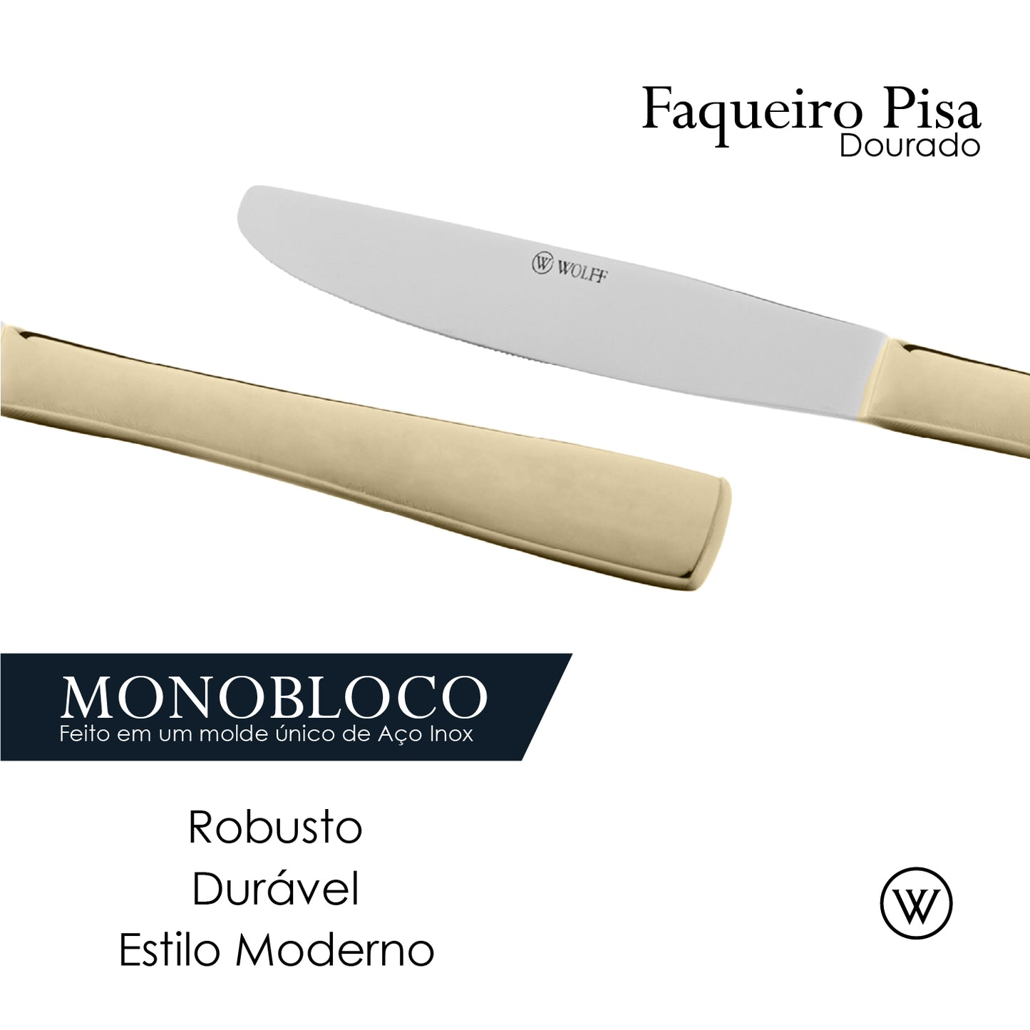 Faqueiro 30 Peças de Aço Inox Pisa Dourado - Wolff