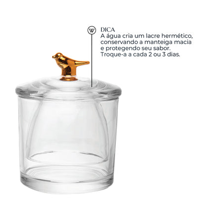 Manteigueira Francesa Golden Bird 9,5cm x 9,5cm x 11cm Cristal Ecológico - Wolff