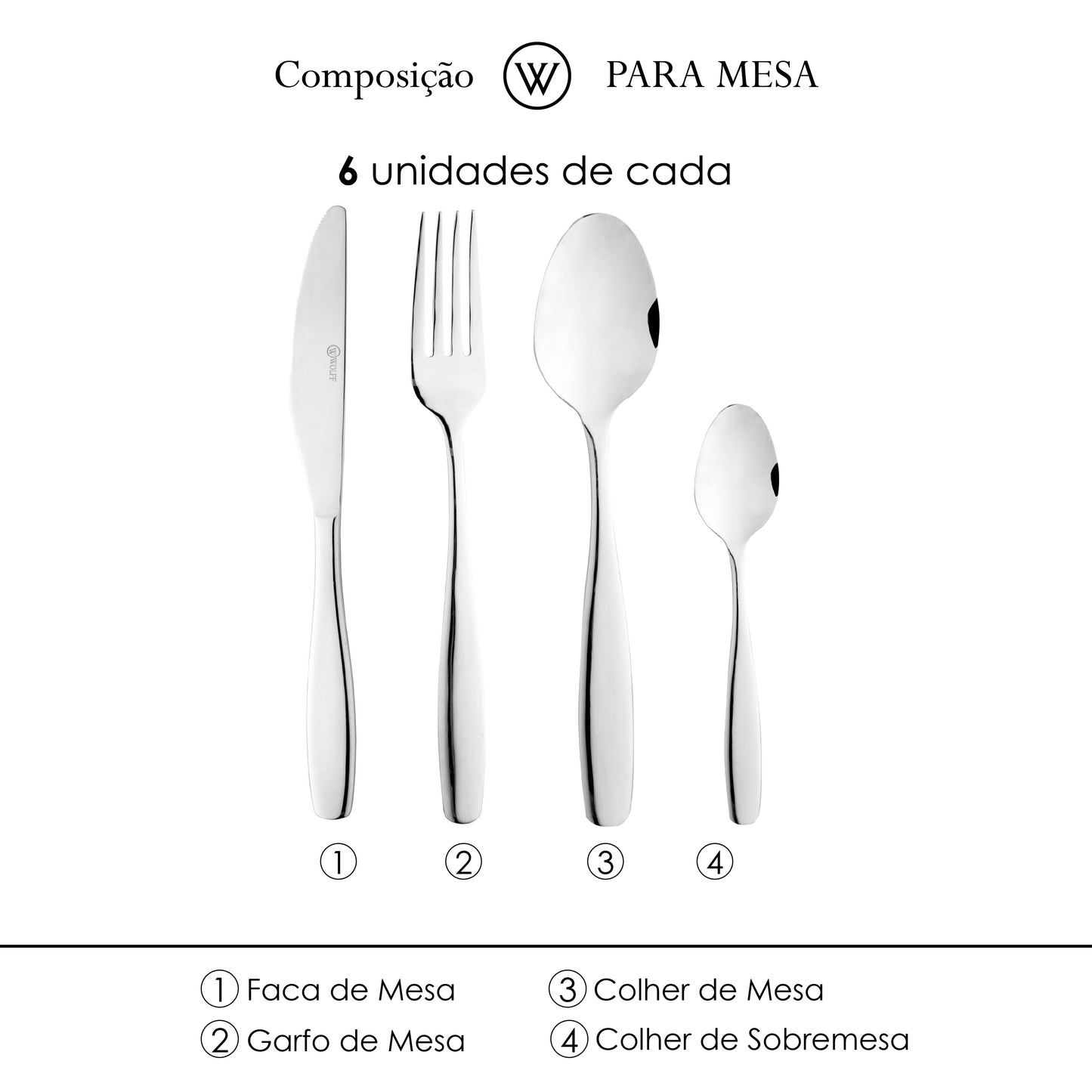 Faqueiro 24 Peças Cannes Aço Inox - Wolff