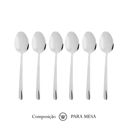 Conjunto 6 Colheres para Sobremesa Viena Aço Inox - Wolff