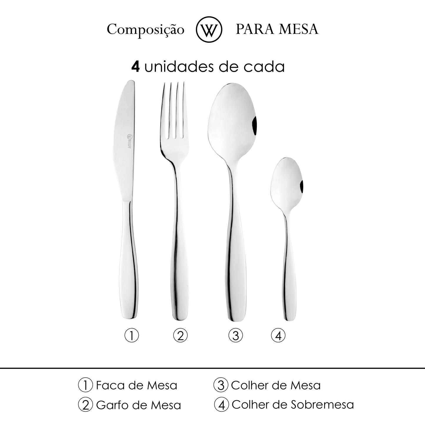 Faqueiro 16 Peças Cannes Aço Inox - Wolff