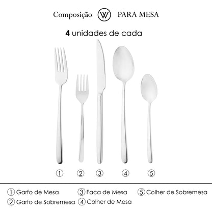 Faqueiro 20 Peças Viena Aço Inox - Wolff