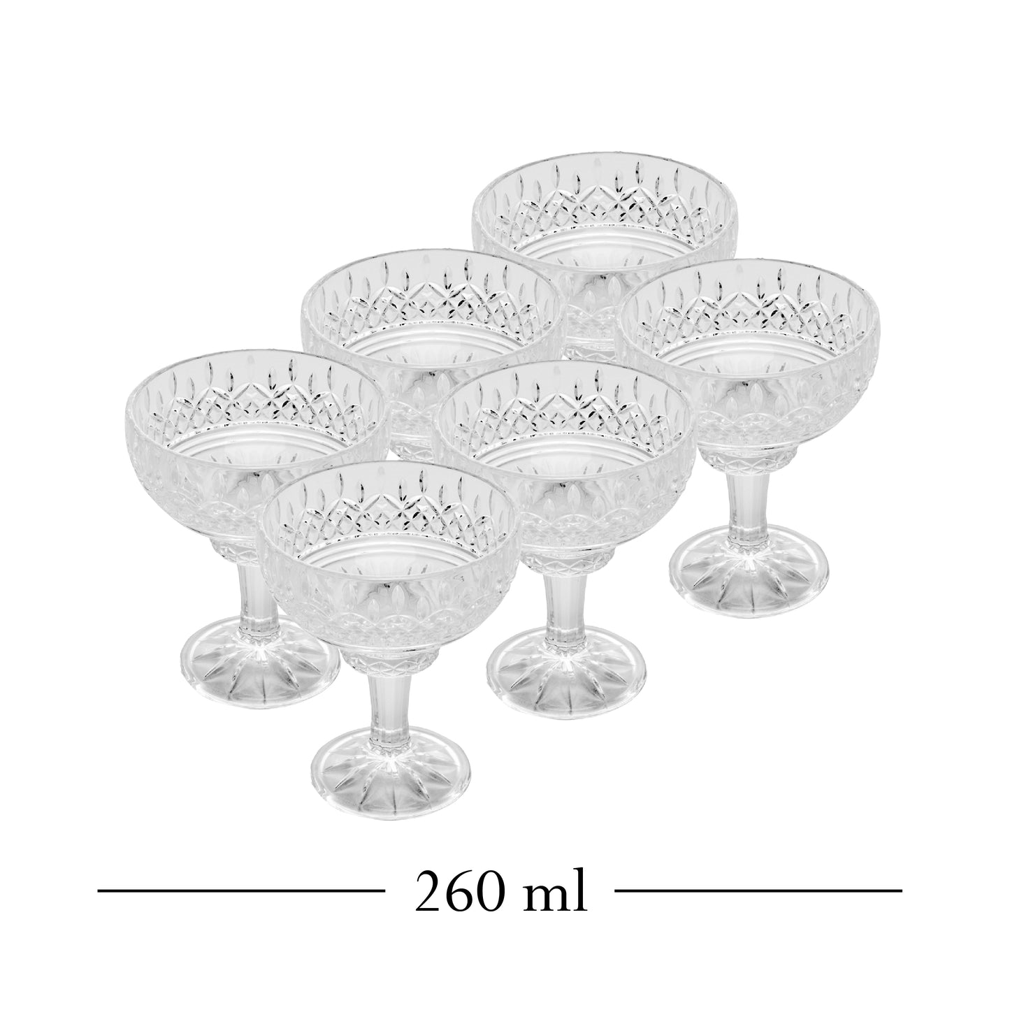 Conjunto 6 Taças de Sobremesa de Cristal Lys 260ml - Wolff