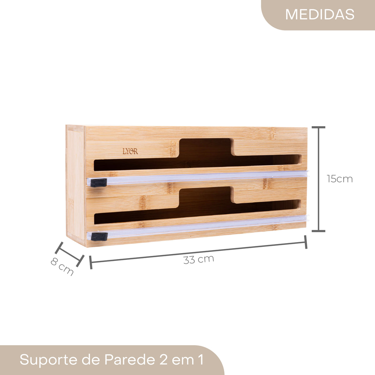 Suporte de Parede 2 em 1 para em Bambu - Lyor