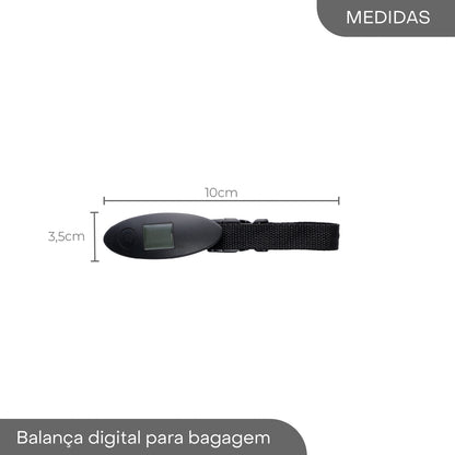 Balança Digital para Bagagem de Plástico Abs Preto 10cm x 3,5cm x 2,5cm - Lyor