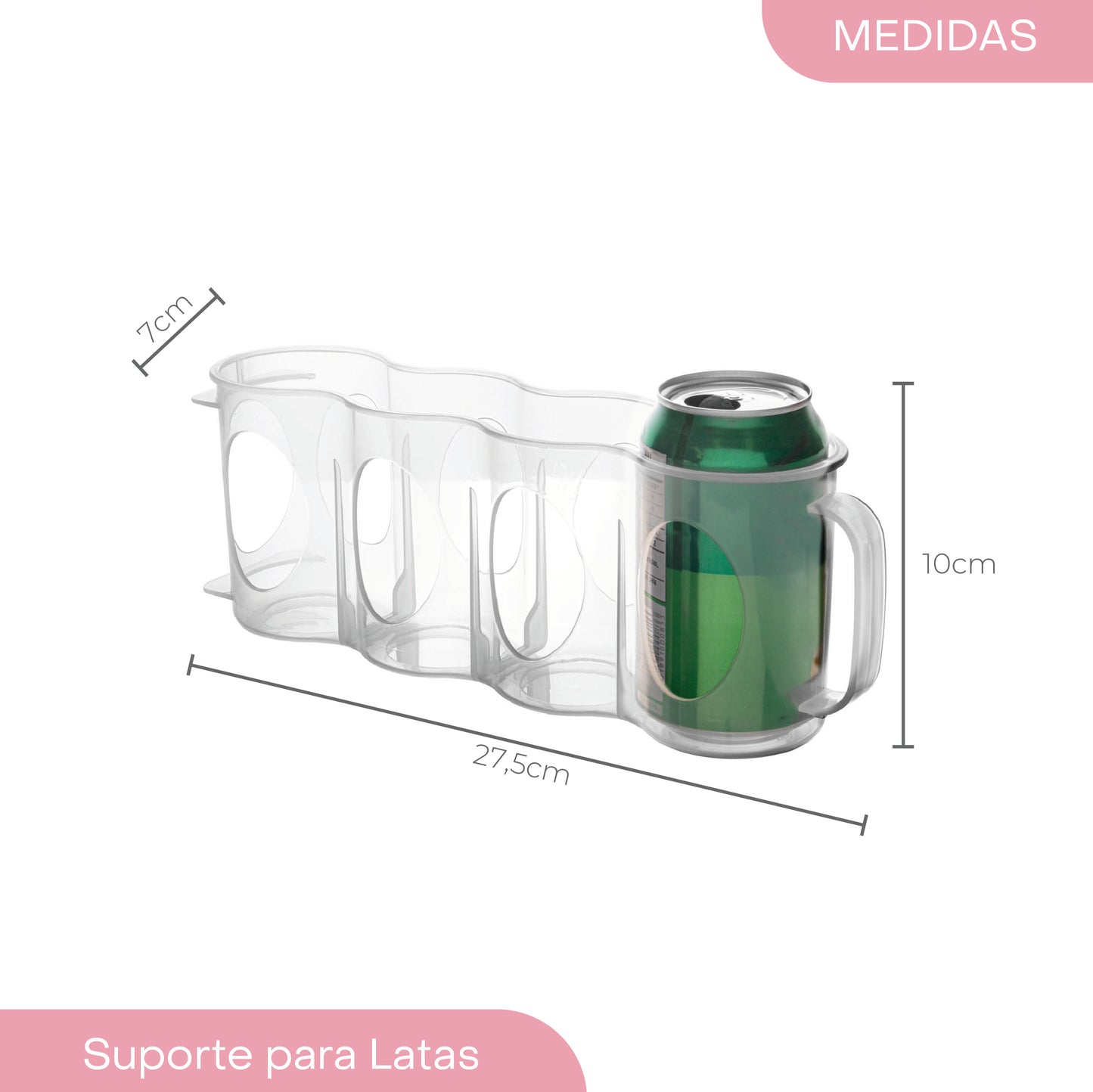 Suporte para Latas com Alça em Poliestireno My Box 27,5cm x 7cm x 10cm - Lyor
