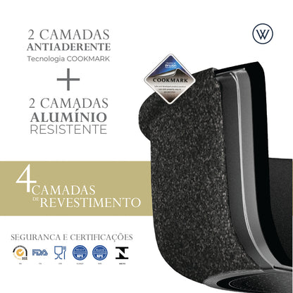 Leiteira de Indução em Alumínio com Revestimento Cerâmico Granilite Preta 14cm - Wolff