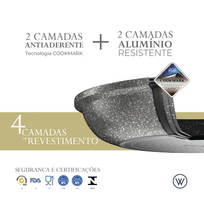 Bistequeira de Indução em Alumínio com Revestimento Cerâmico Granilite Cinza 24cm - Wolff