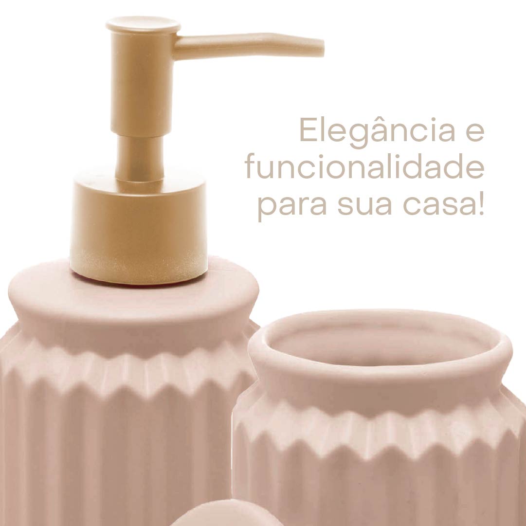 Conjunto 2 Peças para Banheiro de Cerâmica Stripes Nude - Lyor